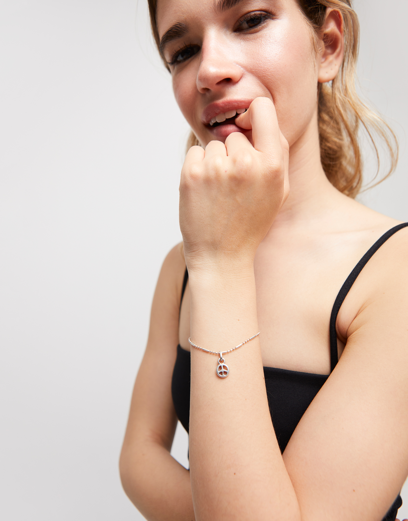 Peace symbol charm, Silver, large thumbnail